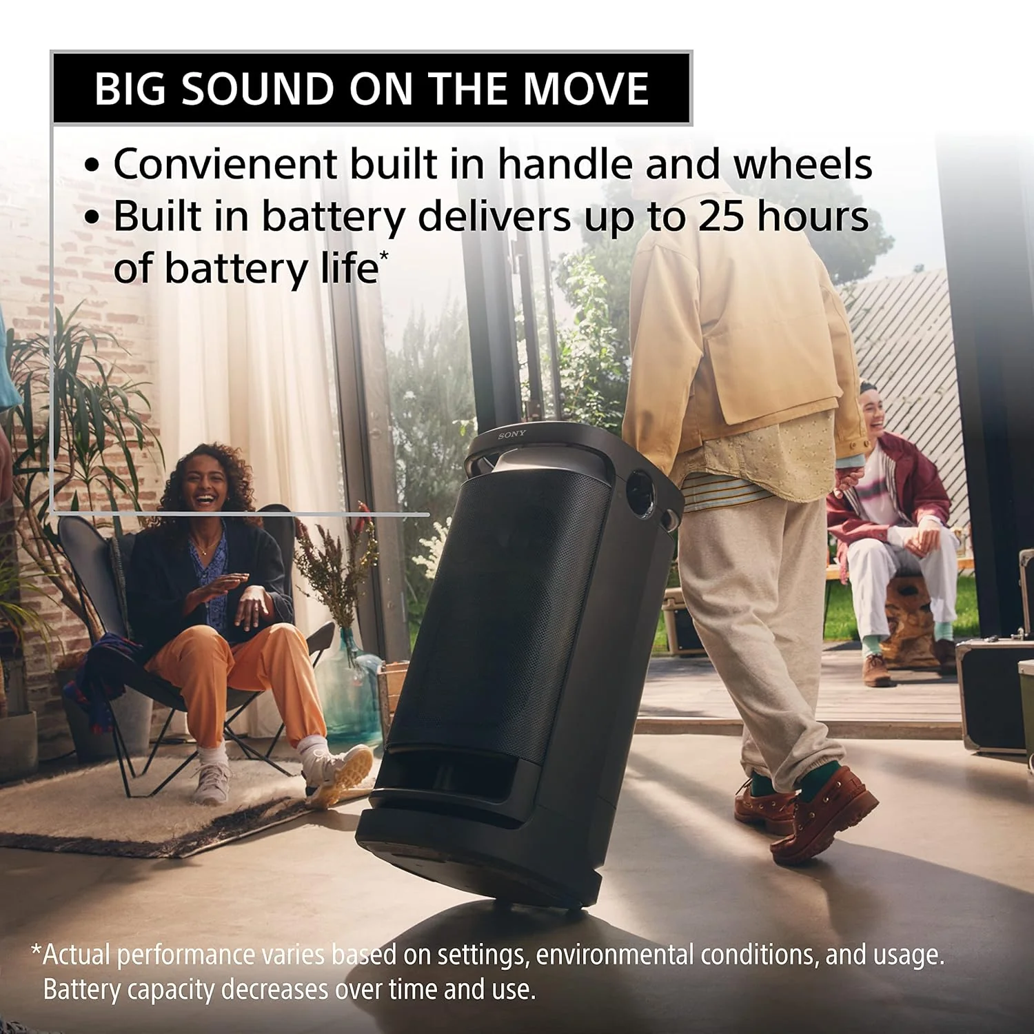 Sony SRS-XV900 X-Series Wireless Portable-Bluetooth Party-Speaker with 25 Hour-Battery, Built in Handle and Wheels (Omni Directional Sound and Light, USB, BT) - Image 4