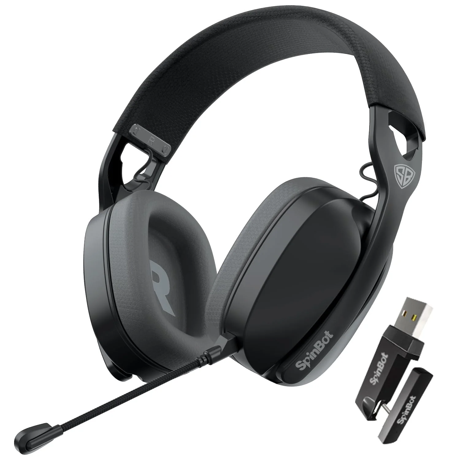 SpinBot Ranger HX500 Over-Ear Tri-Mode Wireless Gaming Headphones | Dual 2.4GHz + Bluetooth + Wired | 28ms Ultra-Low Latency | Detachable Boom Mic | 25Hrs Play Time (Black)