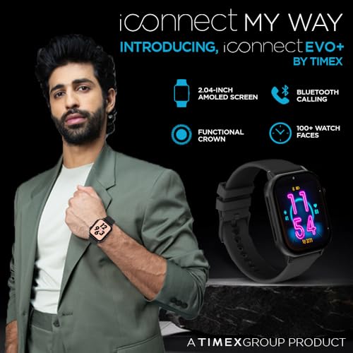 TIMEX iConnect EVO+Made in India Unisex Smartwatch|Largest Display 2.04" AMOLED with 368x448 Pixel Bluetooth Calling|Rotating Functional Crown|AI Voice Assist|Upto 7 Days Battery -TWIXW401T - Image 2