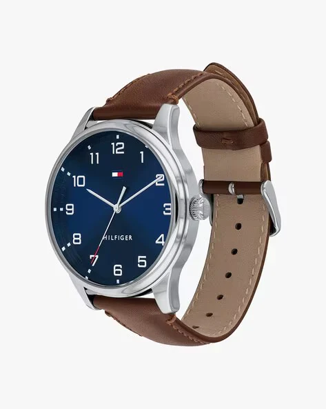 TOMMY HILFIGER Men Navy Blue Dial & Brown Leather Strap Analogue Watch - For Men TH1791659W (BRAND NEW/SEALED)
