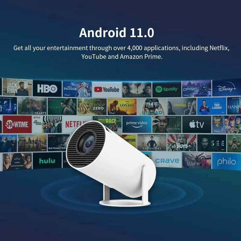 TOPTRO Free Style Projector for Home 4K Support 720p Native HD Portable Projector Android 11 YouTube Builtin Apps 5G WiFi Auto Keystone 8400 lumens 3 Watt Speaker 176" MAX Screen - Image 2