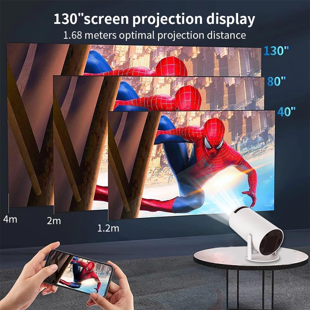 TOPTRO Free Style Projector for Home 4K Support 720p Native HD Portable Projector Android 11 YouTube Builtin Apps 5G WiFi Auto Keystone 8400 lumens 3 Watt Speaker 176" MAX Screen - Image 5