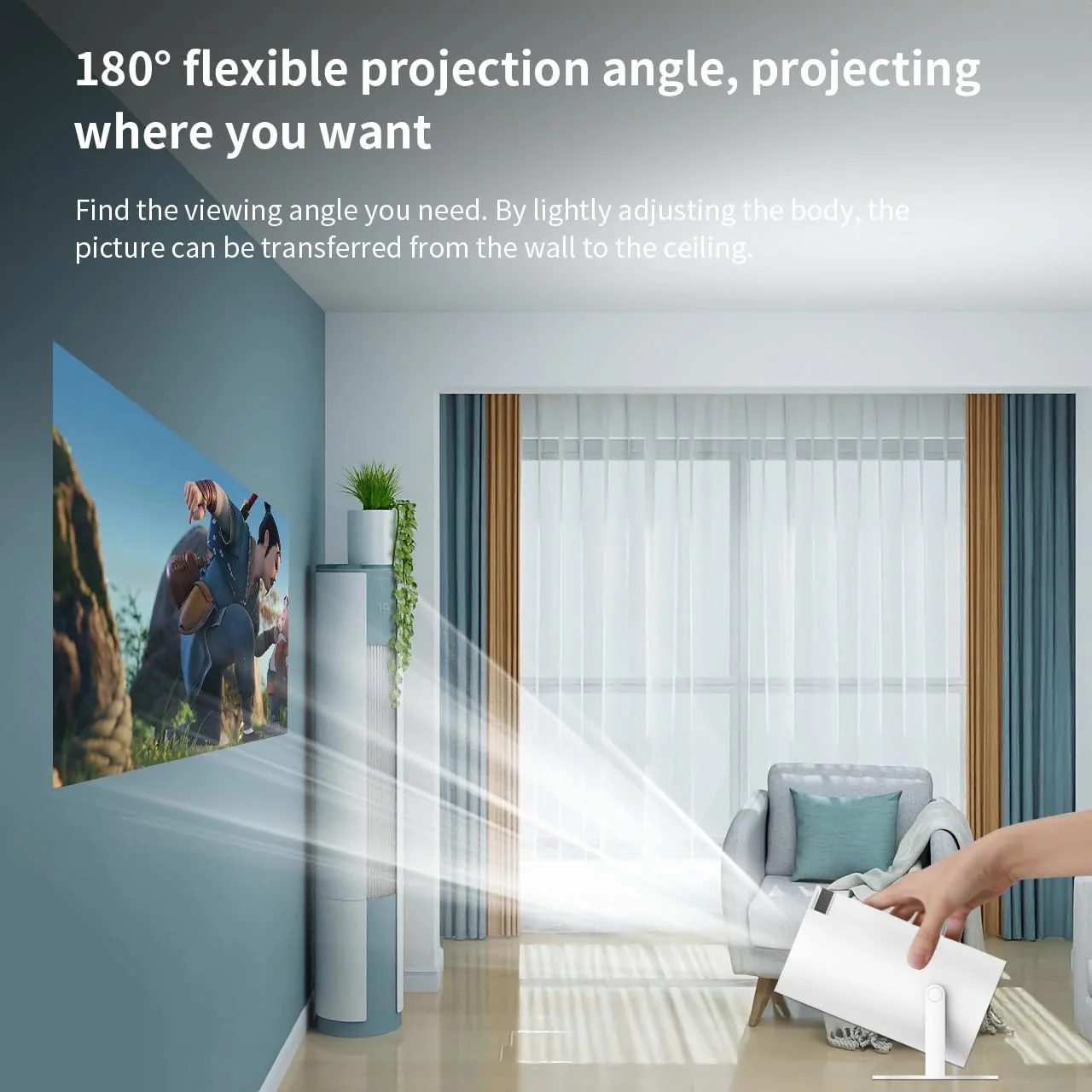 TOPTRO Free Style Projector for Home 4K Support 720p Native HD Portable Projector Android 11 YouTube Builtin Apps 5G WiFi Auto Keystone 8400 lumens 3 Watt Speaker 176" MAX Screen - Image 6