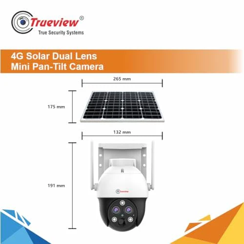Trueview 4G Solar Security Camera | Wireless PTZ CCTV | 1296p Outdoor Waterproof Surveillance (4G Dual Lens Solar Mini Pan Tilt Camera) - Image 6