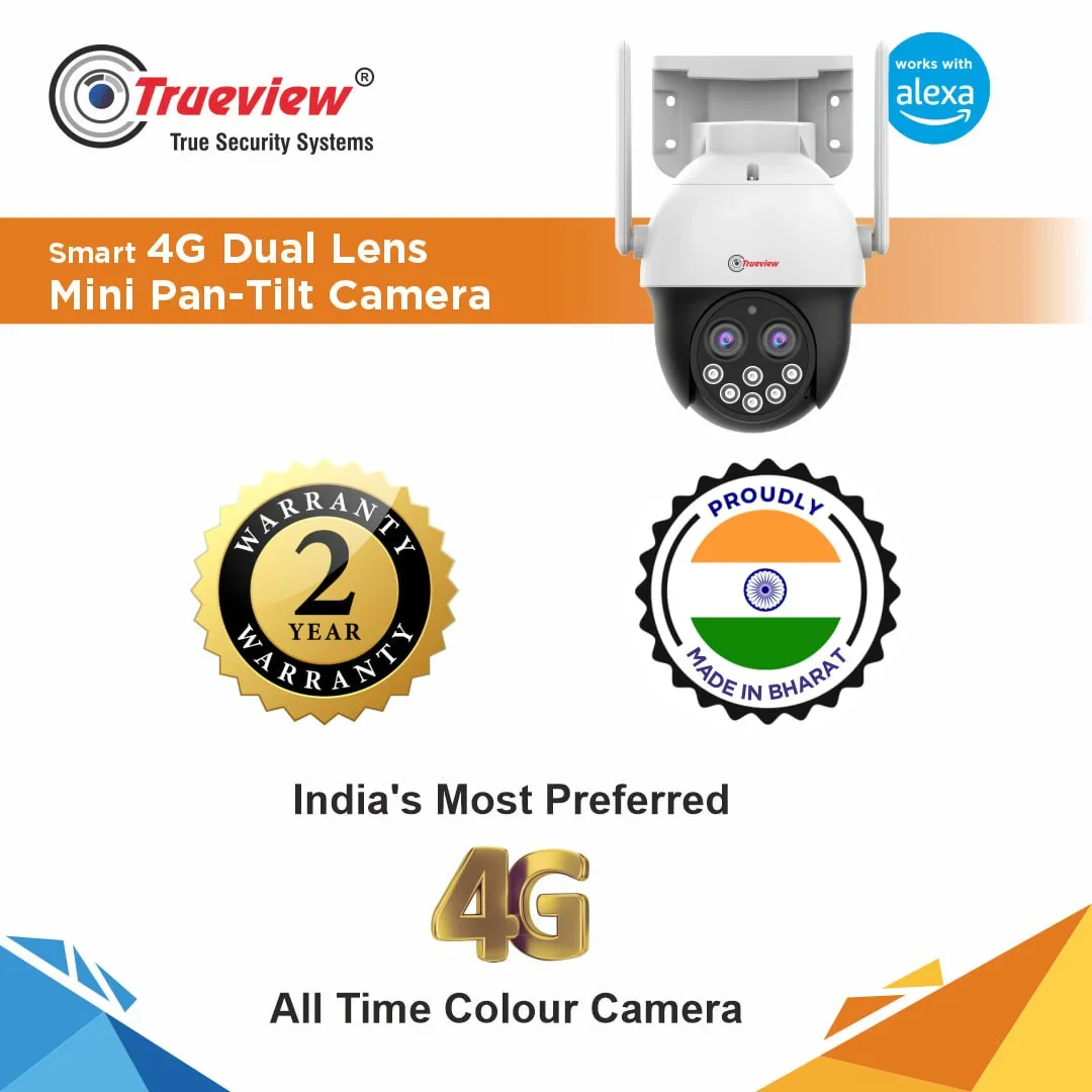 Trueview 4MP Smart CCTV Dual Lens 4G Sim Based Pan/Tilt 10X Combined Zoom Outdoor Indoor Security Camera, Water Proof, 2 Way Talk, Cloud Storage - Image 2