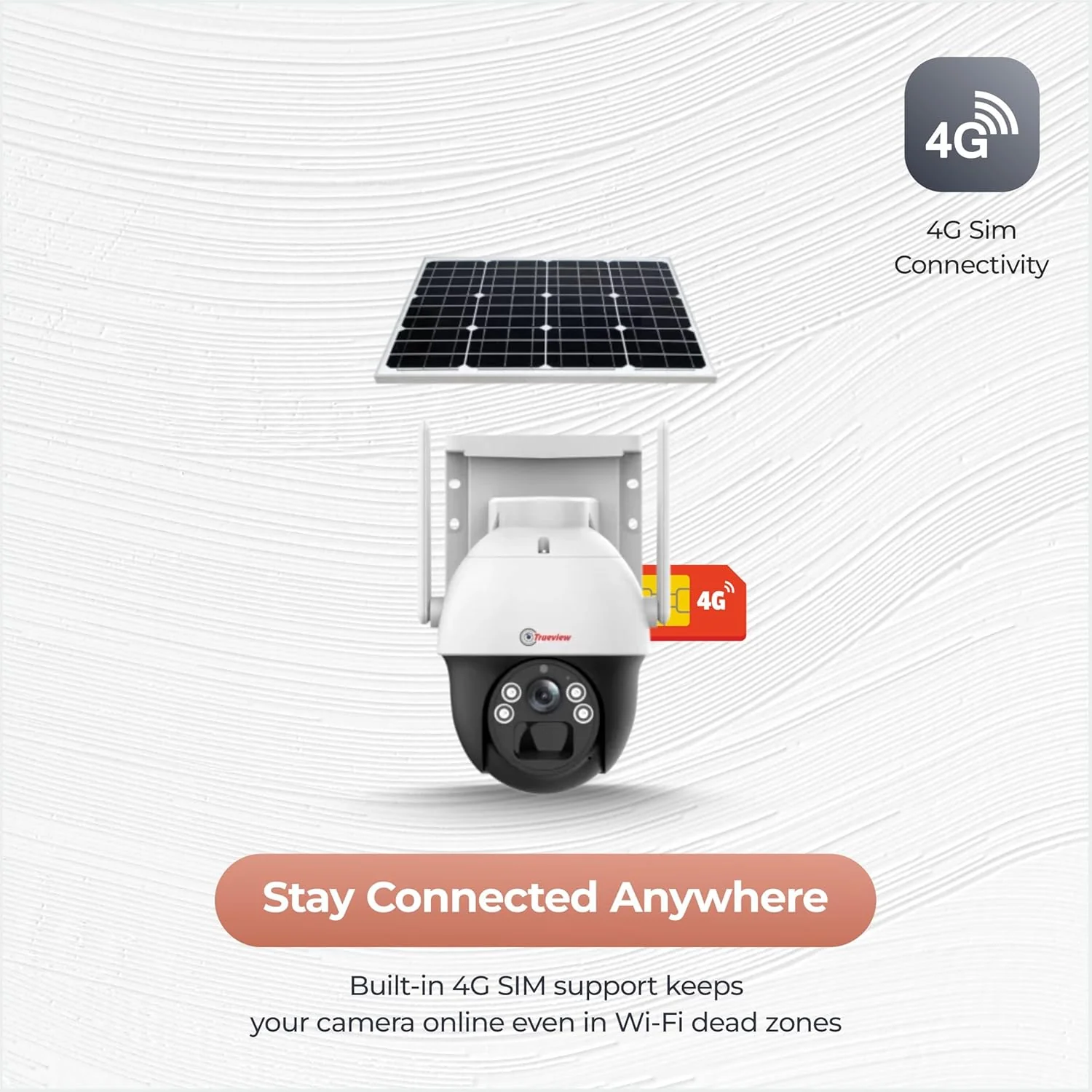 Trueview Wireless 4G Cellular Sim 4Mp Solar Powered CCTV Security Camera with 1080p Solar Panel | Surveillance for Agriculture | Remote Area | Construction Site | Garden (4MP Solar Mini PTZ) - Image 2