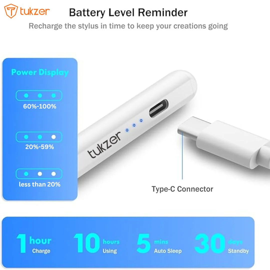 Tukzer Active 2nd Gen Stylus Pen iPad Pencil | Palm Rejection, Tilt Sensor, High Precision| for only iPad 2018 Onwards iPad(6/7/8/9/10) Air(3/4/5) Pro - Image 2
