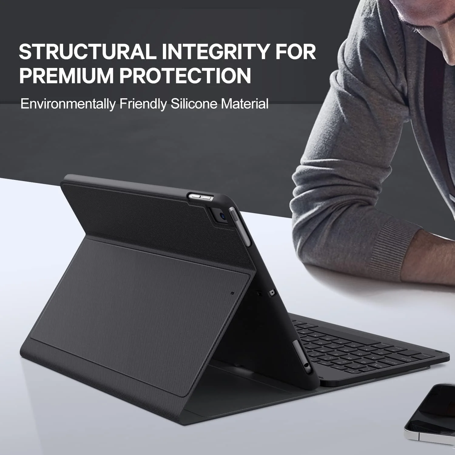typecase Bluetooth Keyboard case for iPad 9th/8th/7th Gen, Air 3rd, Pro 10.5, Multi Angle Flip Stand, Pencil Holder, Multi Viewing Angle, Magnetically Detached Wireless Keyboard Cover case (Black) - Image 6