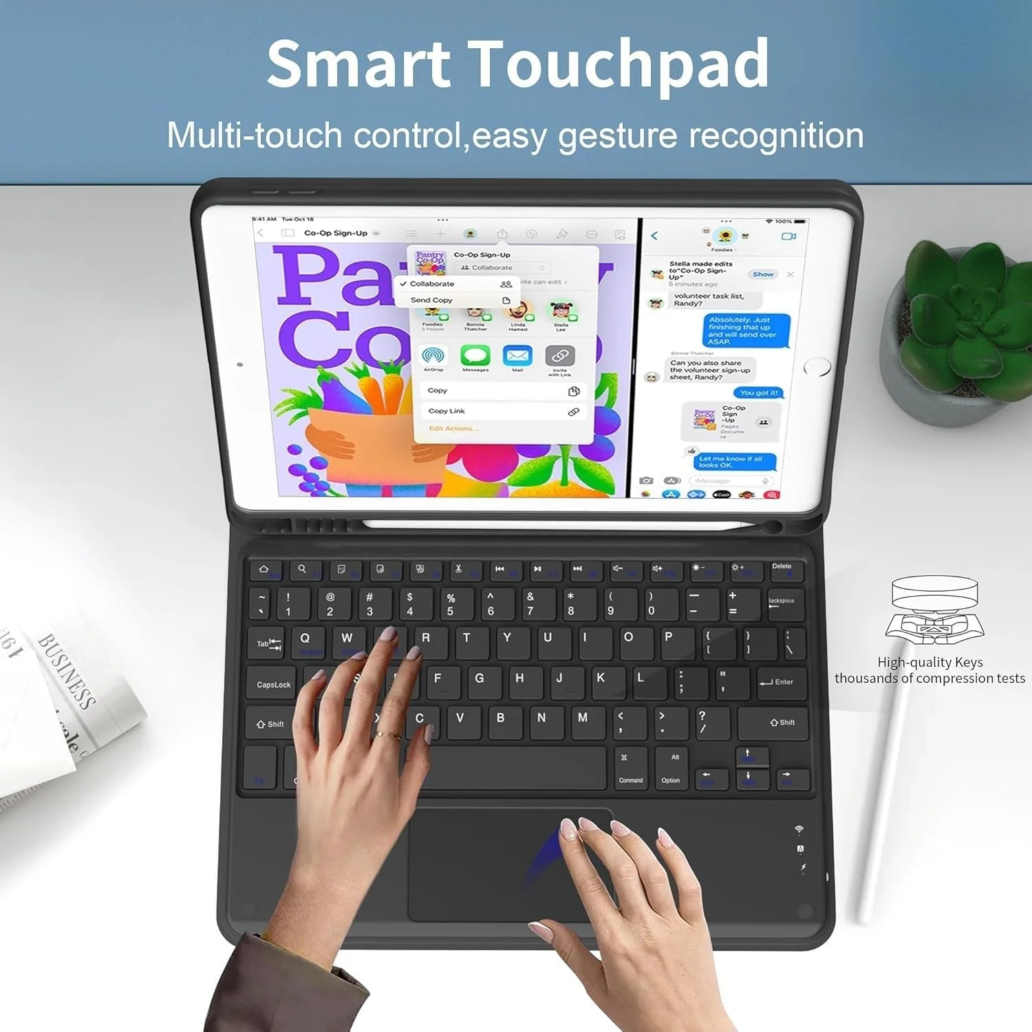 typecase Keyboard Case for OnePlus Pad Go (11.35 inch only) with TOUCHPAD, Slim Lightweight Stand Cover,Magnetically Detachable Wireless Bluetooth Keyboard for Oneplus Pad Go 11.35 Inch only - Image 3