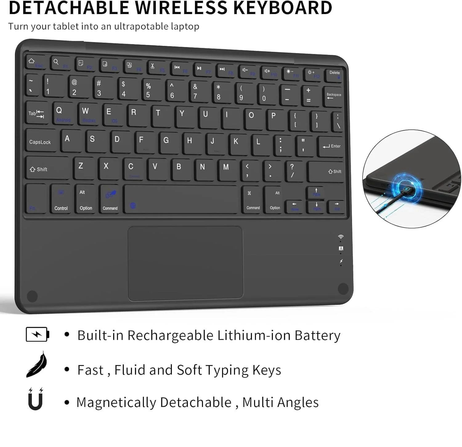 typecase Keyboard Case for OnePlus Pad Go (11.35 inch only) with TOUCHPAD, Slim Lightweight Stand Cover,Magnetically Detachable Wireless Bluetooth Keyboard for Oneplus Pad Go 11.35 Inch only - Image 4