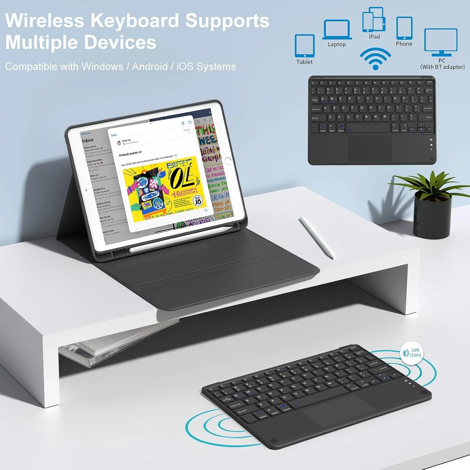 typecase Keyboard Case for OnePlus Pad Go (11.35 inch only) with TOUCHPAD, Slim Lightweight Stand Cover,Magnetically Detachable Wireless Bluetooth Keyboard for Oneplus Pad Go 11.35 Inch only - Image 5
