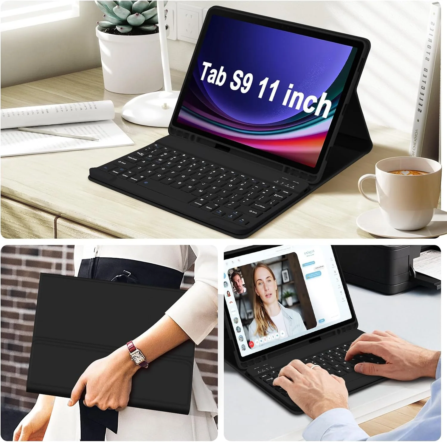 typecase Keyboard Case for Samsung Galaxy Tab S10 FE (10.9), S9 (11) & S9 FE (10.9) with S Pen Holder, 3-Viewing Angle, Slim Lightweight Detachable Wireless Bluetooth Keyboard Cover (Not Fit to S10) - Image 8