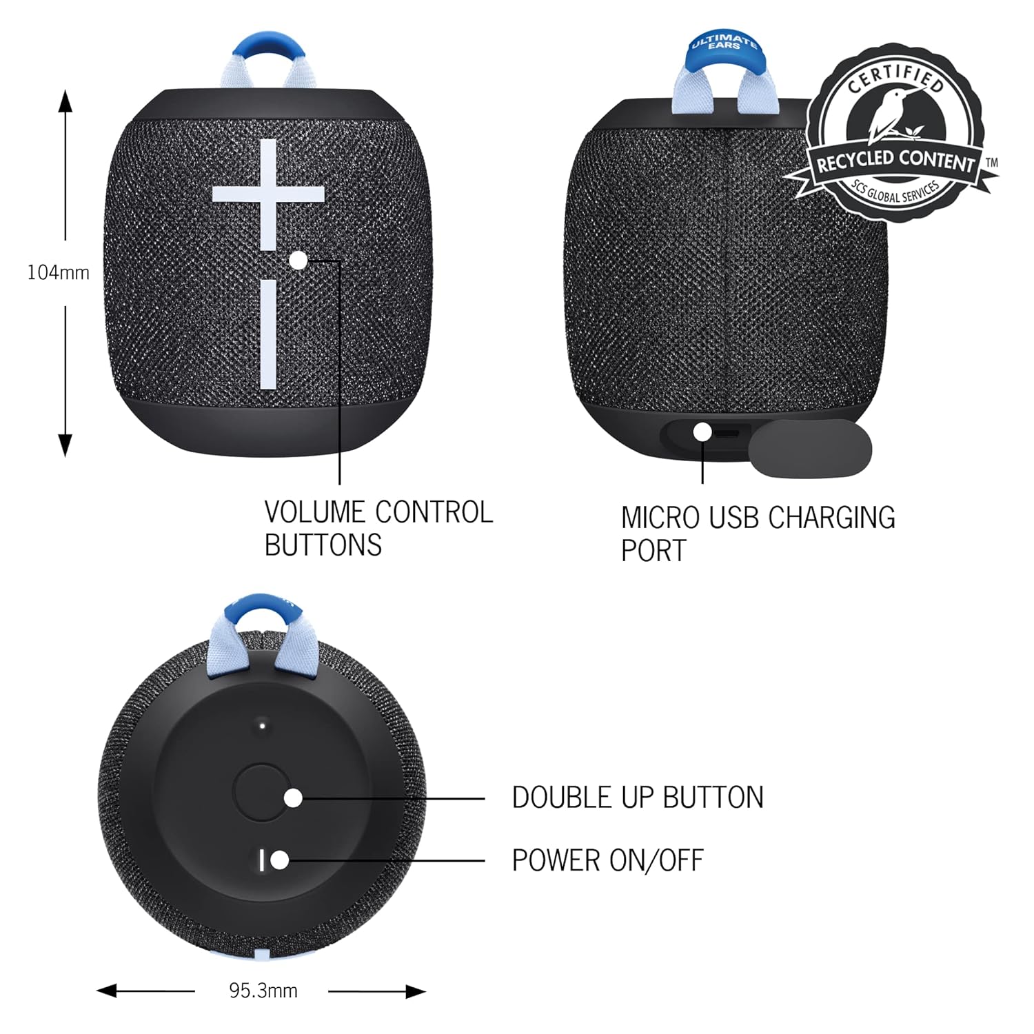 Ultimate Ears WONDERBOOM 3, Small Portable Wireless Bluetooth Speaker, Big Bass 360-Degree Sound for Outdoors, Waterproof, Dustproof IP67, Floatable, 40 m Range - Black - Image 6