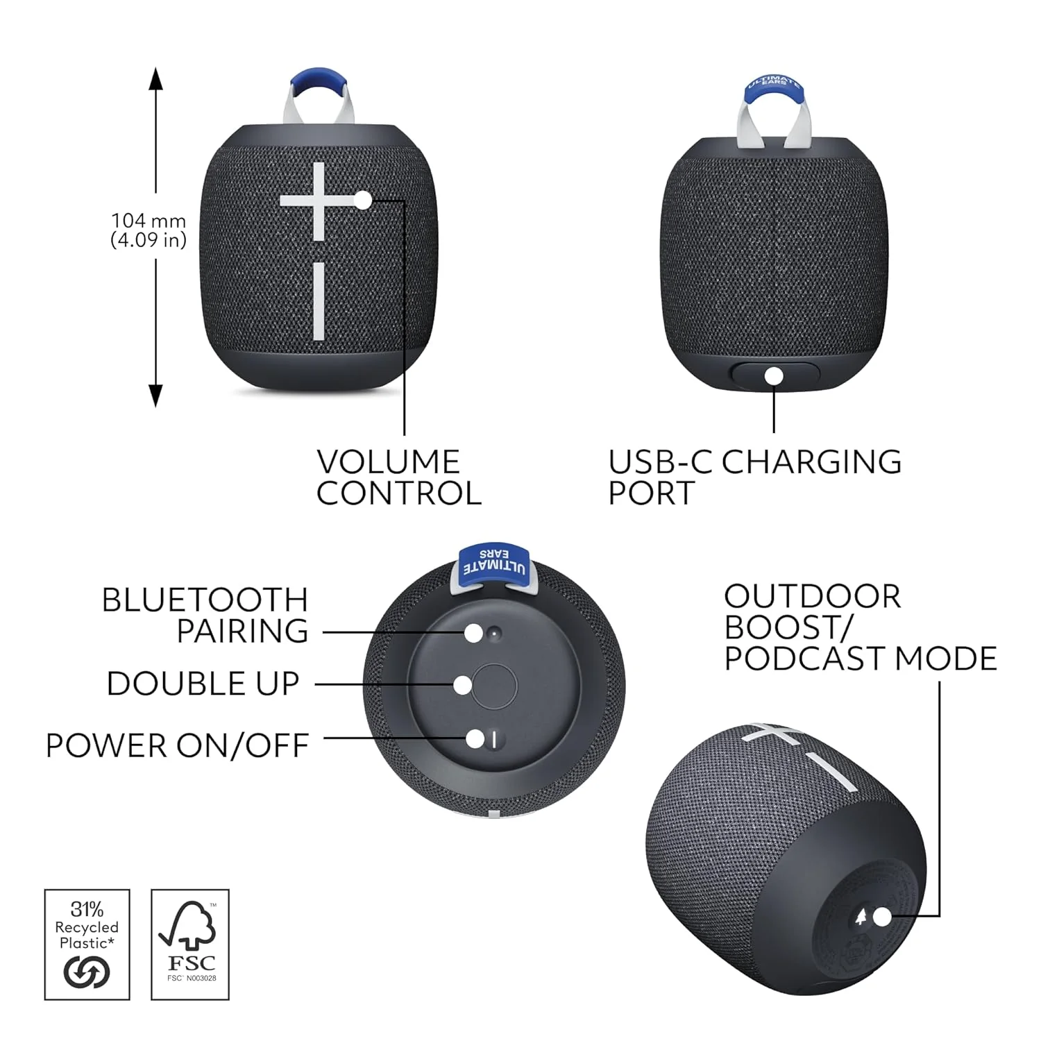 Ultimate Ears WONDERBOOM 4 Portable Waterproof Bluetooth Speaker with Big Bass and 360-Degree Sound, Dustproof Floating Speaker with 40 m (131ft) Range - Image 5