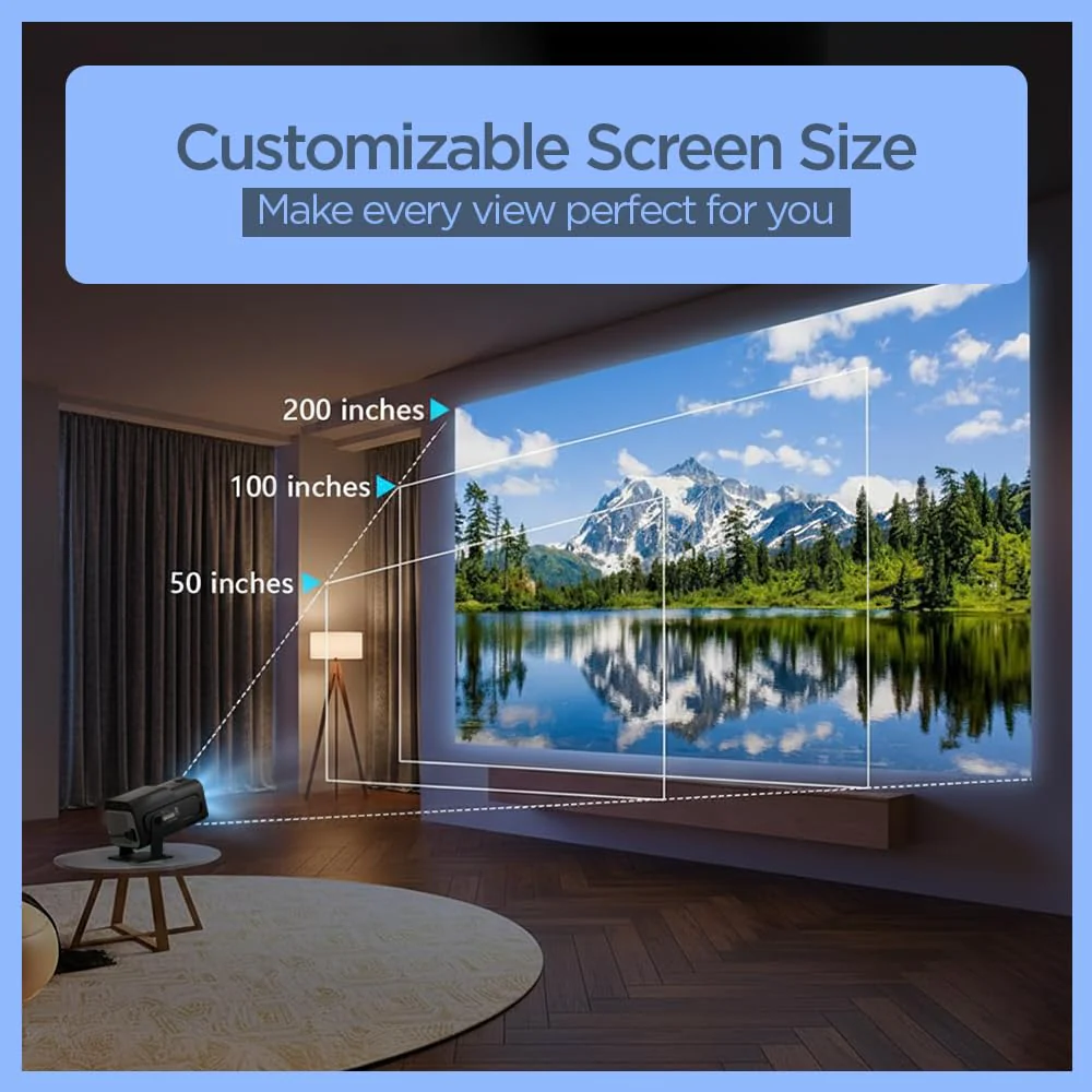 UNIGEN® Uniplay 300 Mini with WiFi 6 and Bluetooth, Native HD 720P Outdoor Portable Projector, 8K Lumen, Auto Keystone Home Theater Movie Projector for iOS/HDMI/TV Stick/PS5 - Image 6