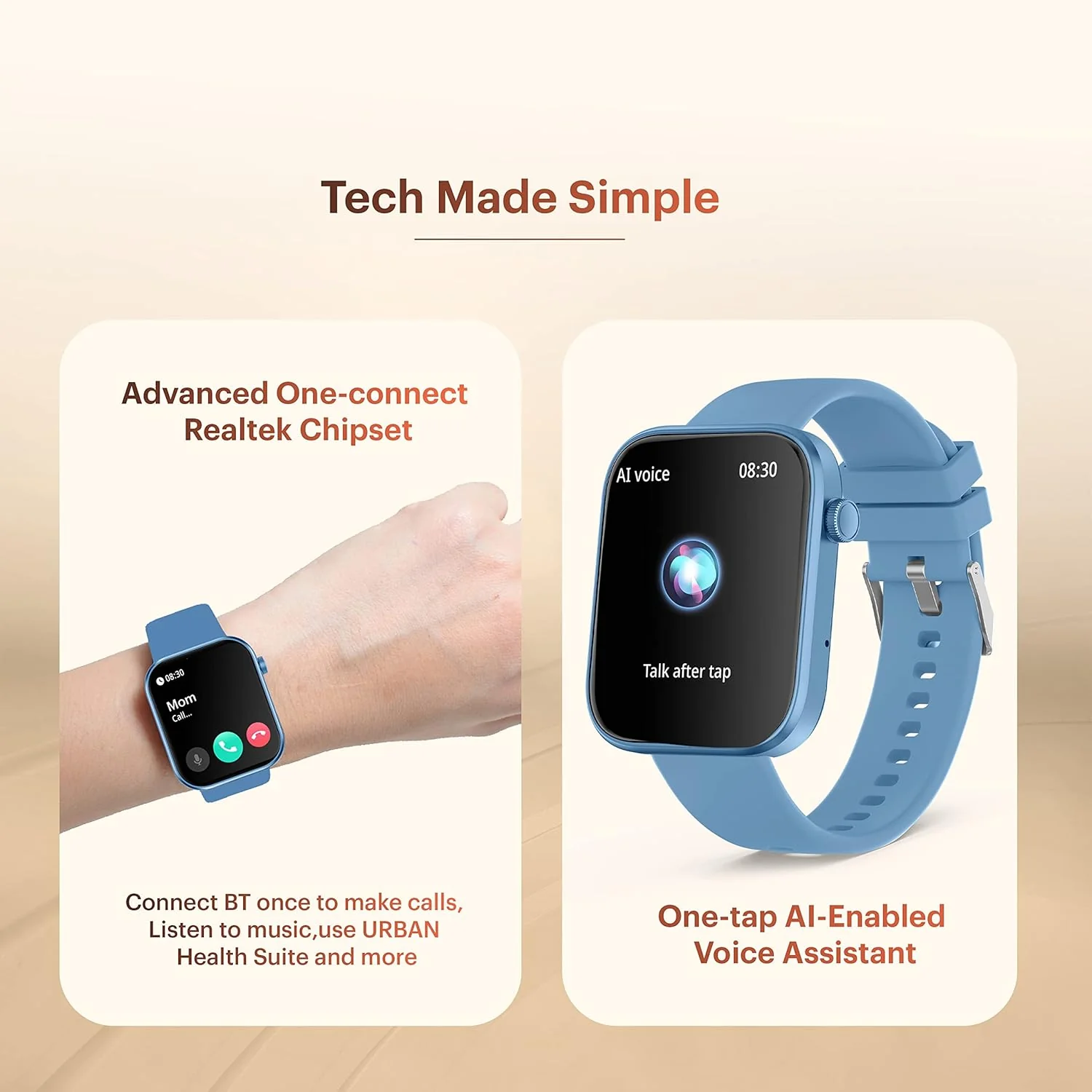 URBAN Nexus M Smart BT Calling Smart Watch with Massive 2.0" Super HD Display, One-Connect Realtek Chipset, Games, 120+ Sports Modes, 150+ Watch Faces, Dedicated Health Sensors (Cobalt Blue) - Image 3