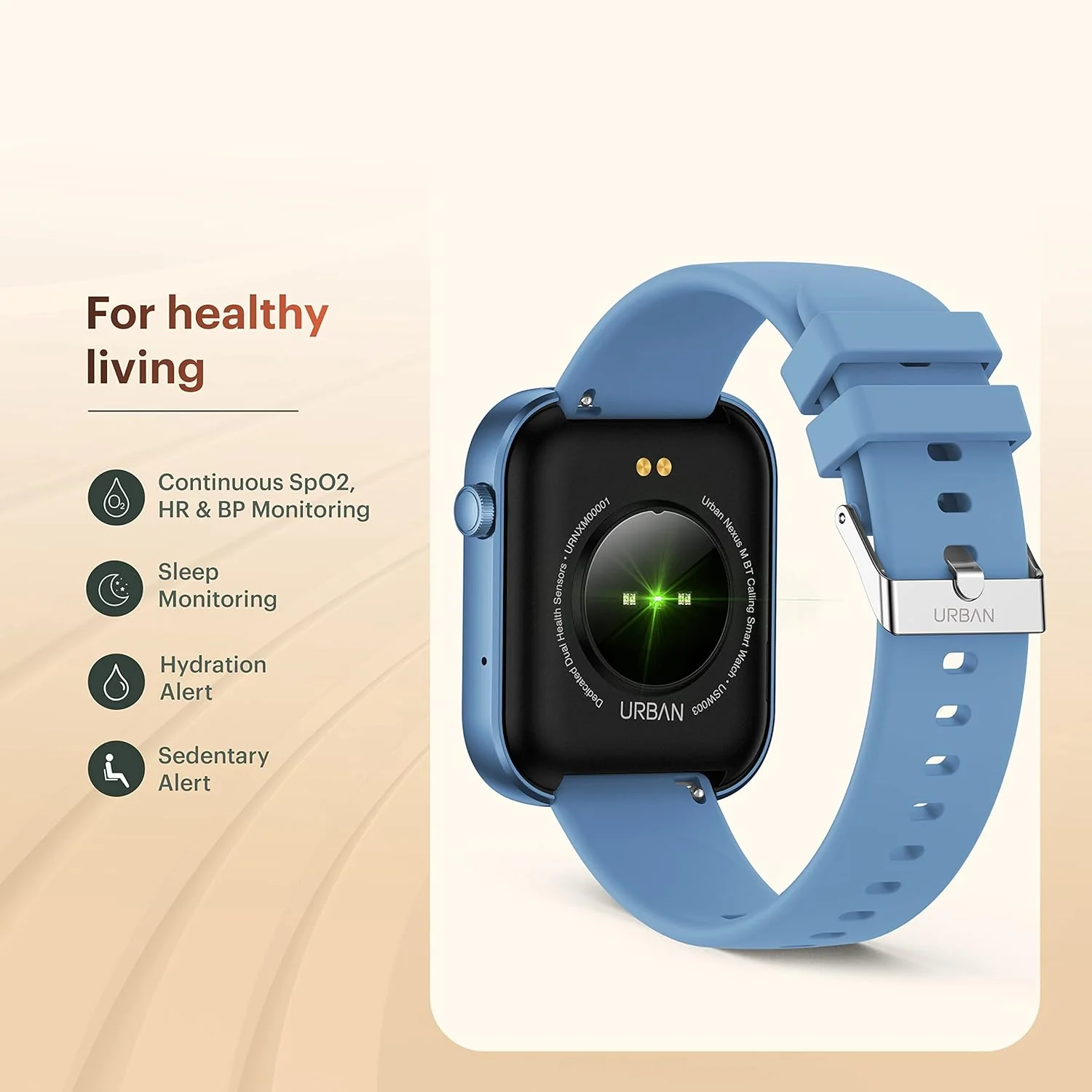 URBAN Nexus M Smart BT Calling Smart Watch with Massive 2.0" Super HD Display, One-Connect Realtek Chipset, Games, 120+ Sports Modes, 150+ Watch Faces, Dedicated Health Sensors (Cobalt Blue) - Image 5