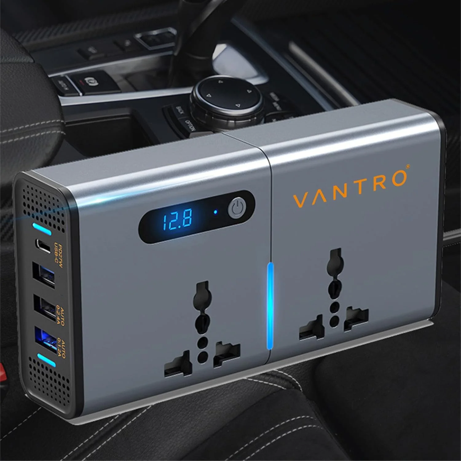 Vantro 200W Car Power Inverter/Laptop Charger with 3 USB (6.2A Max) & 1 C Type(1 * 27WPD) Smart USB Ports, 2 AC Universal Outlets and 12V DC to 220V AC with QC3.0 Model P2 - Image 5