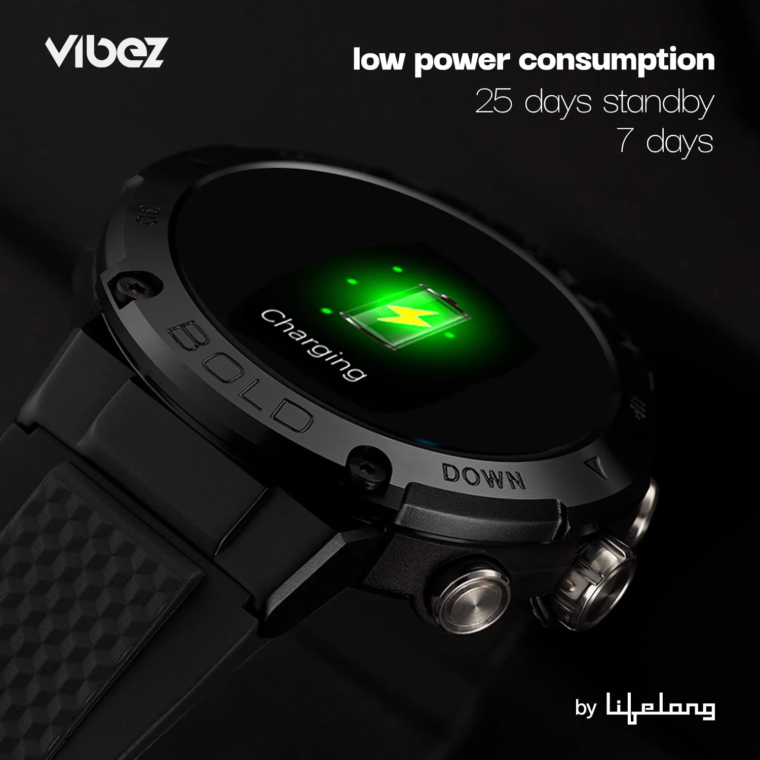 Vibez by Lifelong Bold Smartwatch For Men Bluetooth Calling 1.32" HD Display|24x7 Heart Rate & SpO2 Tracking|Sports Mode|Sleep Monitor|IP67|7 days Battery Backup - Image 6