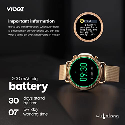 Vibez by Lifelong Ornate Smartwatch for Women with HD Display|Body Temprature |24x7 Heart Rate & SpO2 Tracking|8 Sports Mode|Sleep Monitor|IP67|7 Days Battery Backup (VBSWW450,Gold) - Image 5