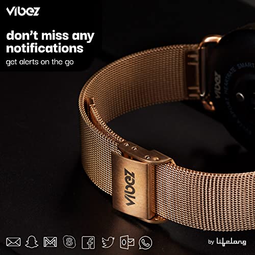 Vibez by Lifelong Ornate Smartwatch for Women with HD Display|Body Temprature |24x7 Heart Rate & SpO2 Tracking|8 Sports Mode|Sleep Monitor|IP67|7 Days Battery Backup (VBSWW450,Gold) - Image 7