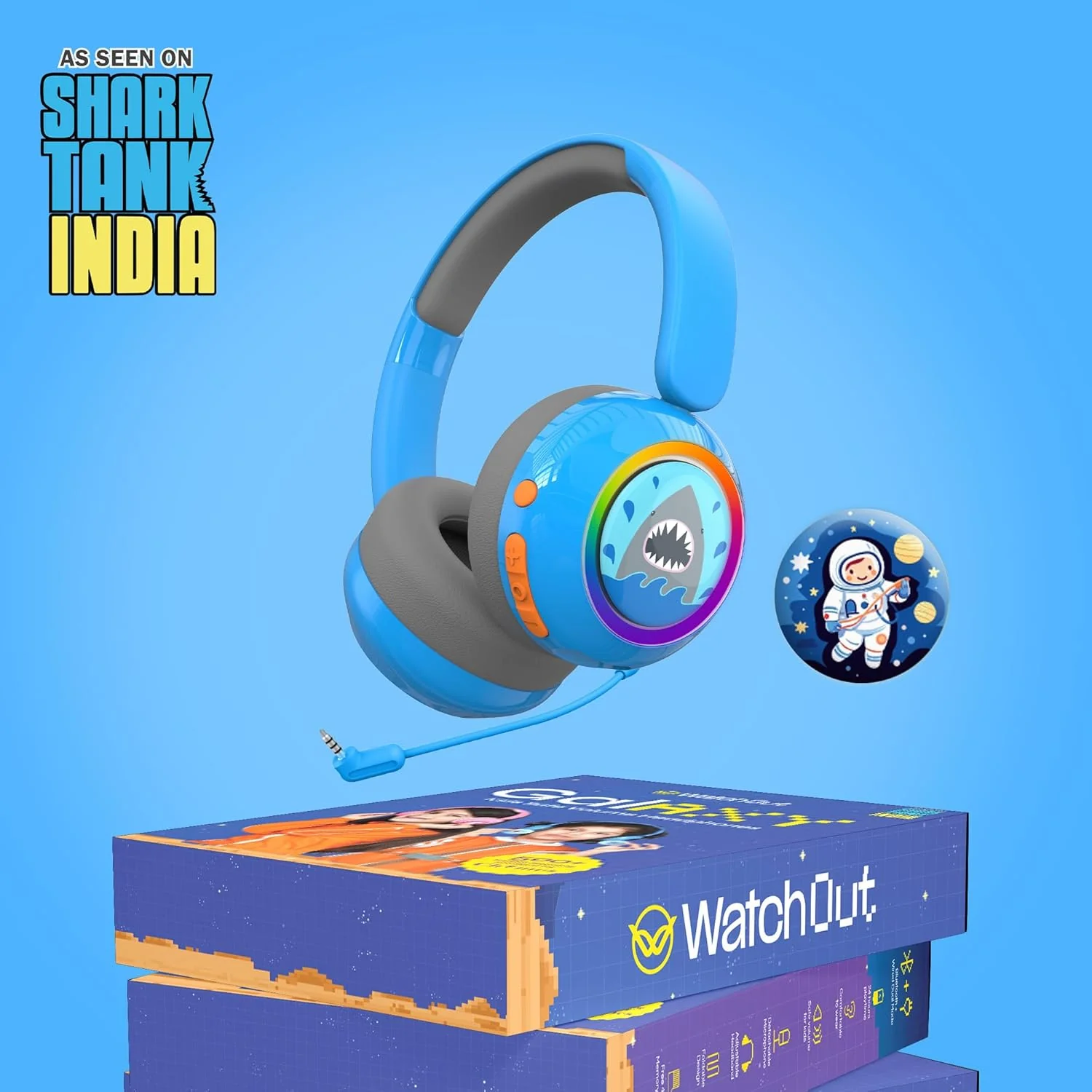 WatchOut Galaxy Kids Headphones with Safe Sound as per WHO, 500+ Inbuilt Audio Stories, DIY Magnets, LED, Bluetooth + Wired, Mic for School, Gift, Boys, Girls, Children, Teens, Age 3-18 - Image 3