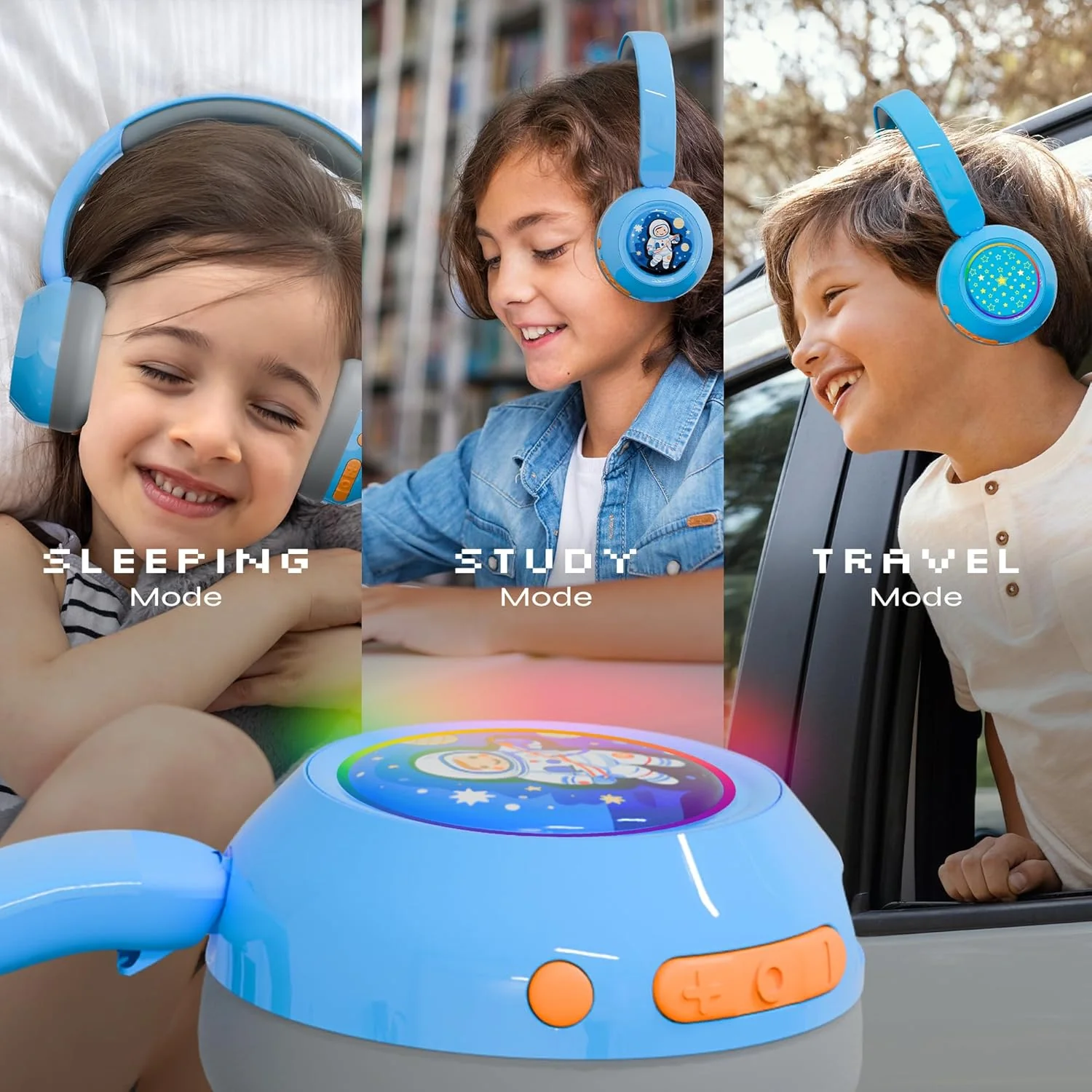 WatchOut Galaxy Kids Headphones with Safe Sound as per WHO, 500+ Inbuilt Audio Stories, DIY Magnets, LED, Bluetooth + Wired, Mic for School, Gift, Boys, Girls, Children, Teens, Age 3-18 - Image 6