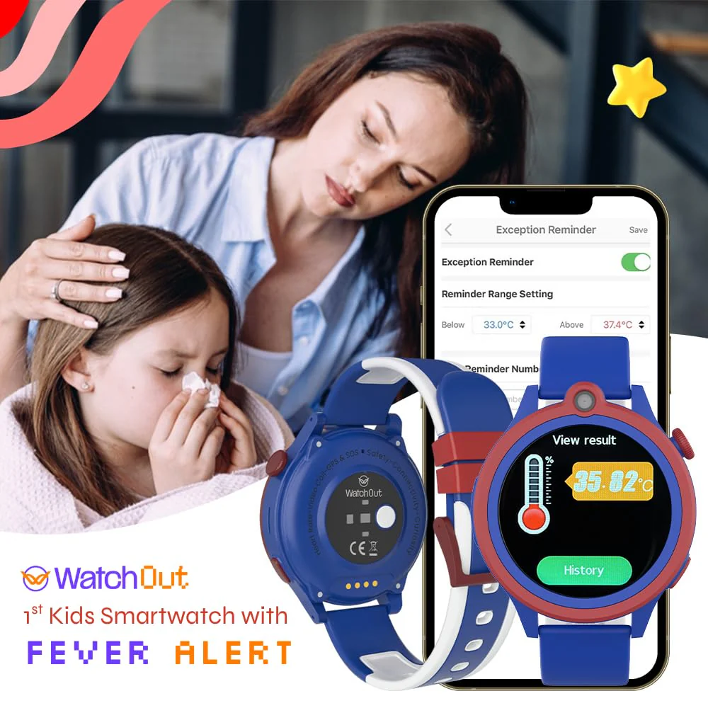 WatchOut Next-Gen+ Smart Watch for Kids, GPS Watch for Kid Tracker, with Sim Slot 5G, Video & Voice Calling, Heart Rate & Fever Alert, SOS Emergency Alerts, Smart Watch for Kids 3-13 (Captain Blue) - Image 4