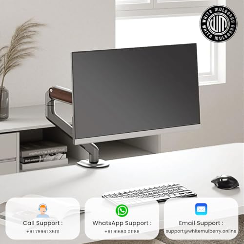 White Mulberry |DIY| Woodcraft - Premium Wooden Arm | Desk Mounted Monitor arm 15-32 Inch Monitor|9Kg Screen Capacity|Spring Assisted Premium Wooden Metal Desk Mount-(Single Screen) - Image 5