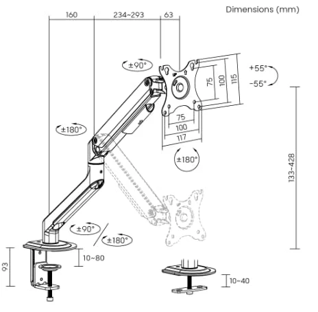 White Mulberry |DIY| Woodcraft - Premium Wooden Arm | Desk Mounted Monitor arm 15-32 Inch Monitor|9Kg Screen Capacity|Spring Assisted Premium Wooden Metal Desk Mount-(Single Screen) - Image 7