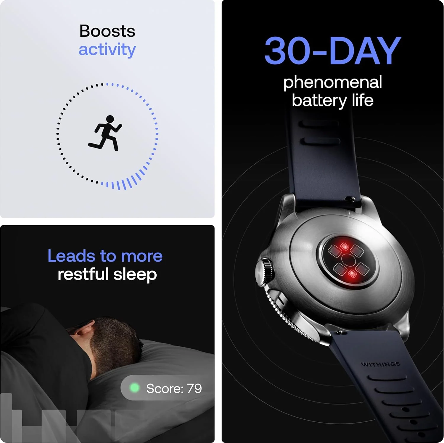 Withings ScanWatch Nova, Heart Health Hybrid Smartwatch for Men & Women - ECG, with SPO2, Temperature Monitoring, Sleep, Respiratory Health, Cycle Monitoring, 30-Day Battery Life, iOS & Android, Blue - Image 2