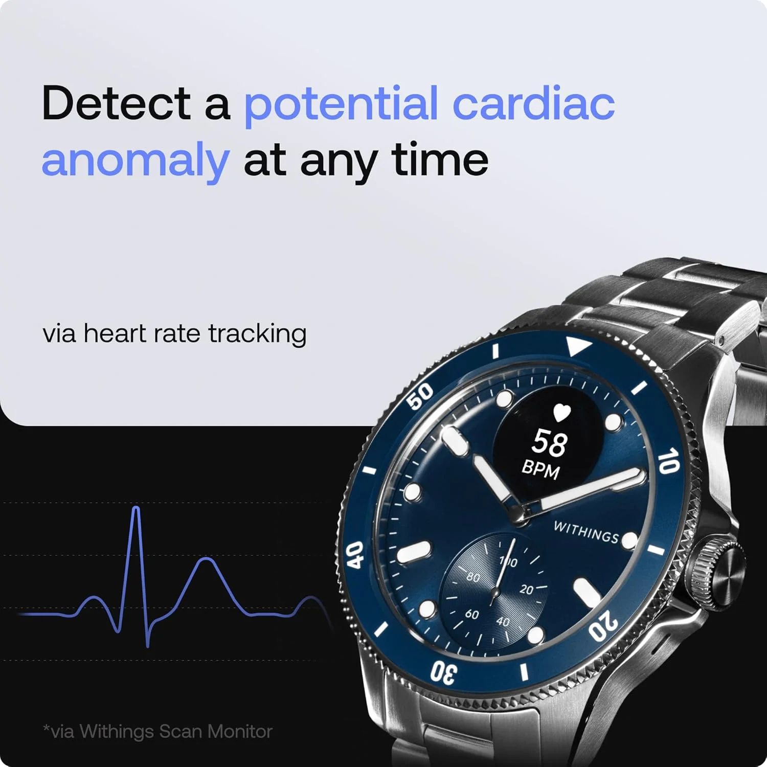 Withings ScanWatch Nova, Heart Health Hybrid Smartwatch for Men & Women - ECG, with SPO2, Temperature Monitoring, Sleep, Respiratory Health, Cycle Monitoring, 30-Day Battery Life, iOS & Android, Blue - Image 4