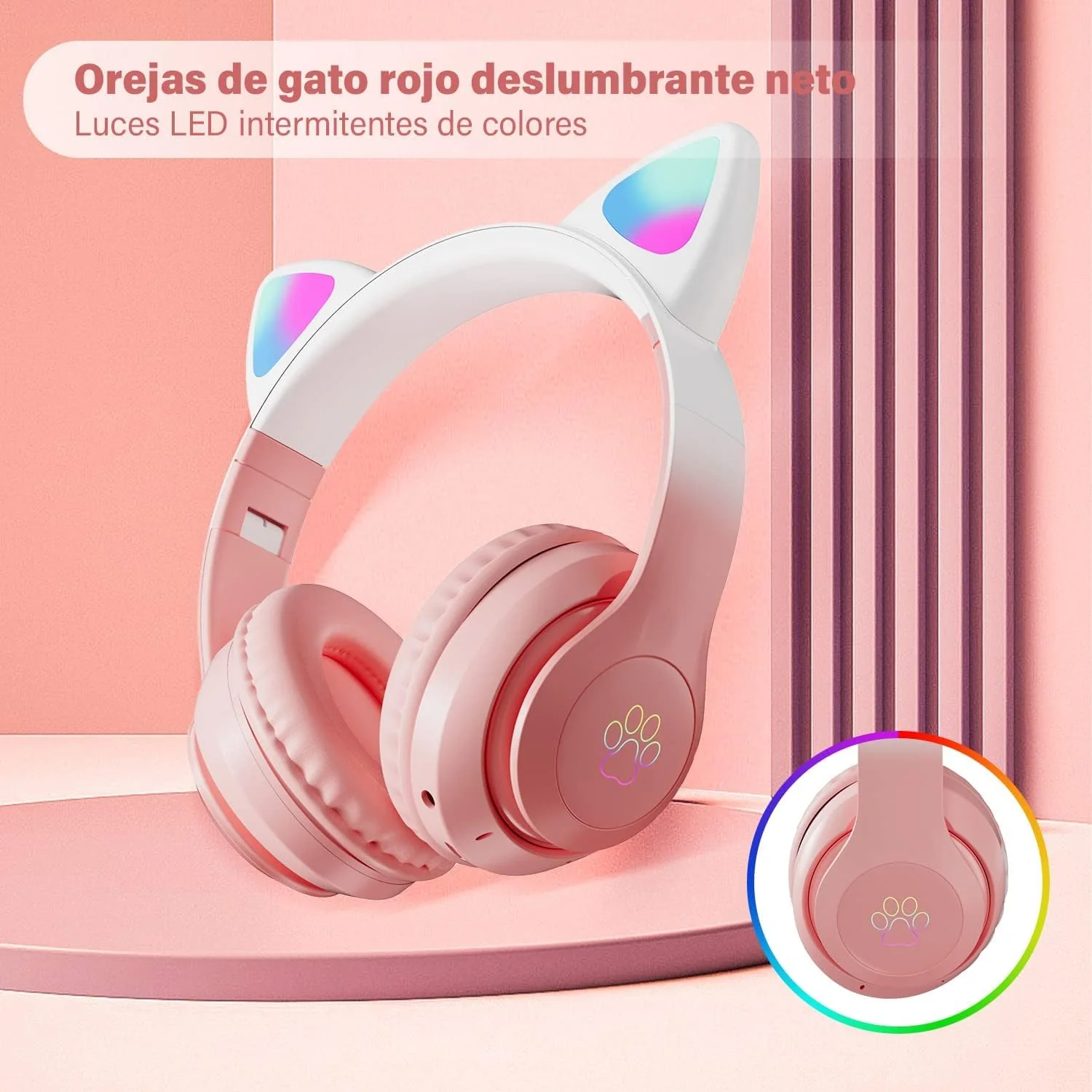 WK LIFE BORN TO LIVE- 2024 Updated 5.3 Verson with Type C Jack Wireless/Wired Kids Headphones with Mic for Girls/Boys Cat Ear Bluetooth Online Learning School - Image 2