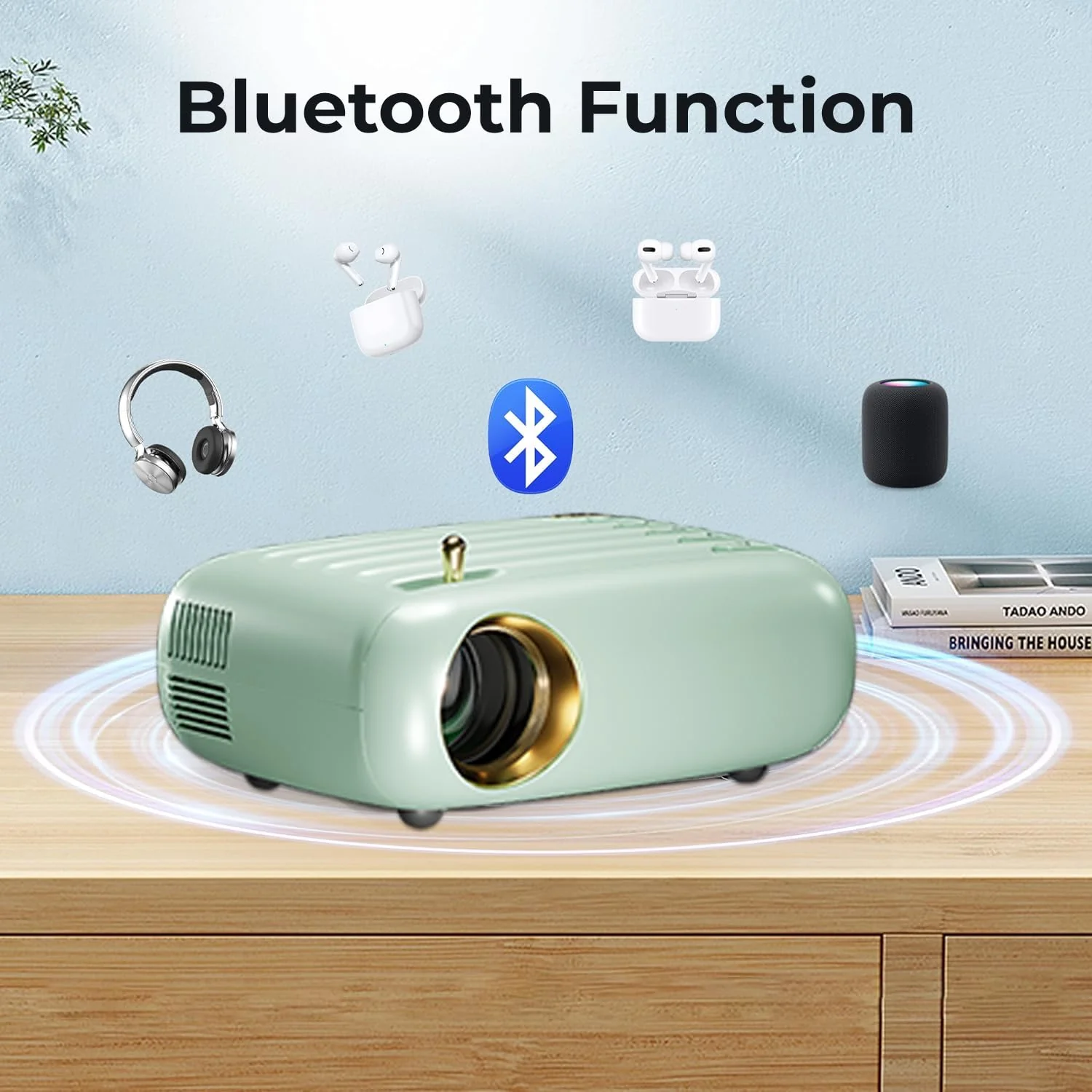 WZATCO Pixel Plus | Portable LED Projector | Native 720p Full HD 1080P Support | Electronic Keystone | Power via Powerbank | 3900 Lumens | 176" Max Screen | Home & Outdoor Cinema | Bluetooth | Green - Image 6