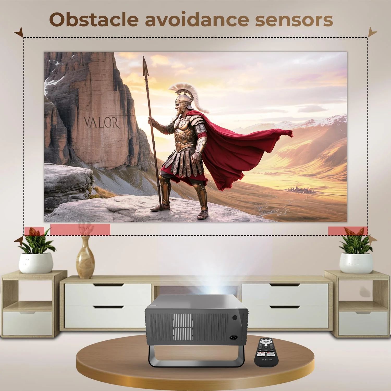 WZATCO Yuva Blaze Plus, Netflix Certified, Smart Home Projector 4k Ultra HD, Native 1080P Fully Automatic, 1000 ANSI, HDMI ARC, WiFi 6 & BT, Screen Mirroring, Portable Room Cinema, 270° Rotate, Grey - Image 6