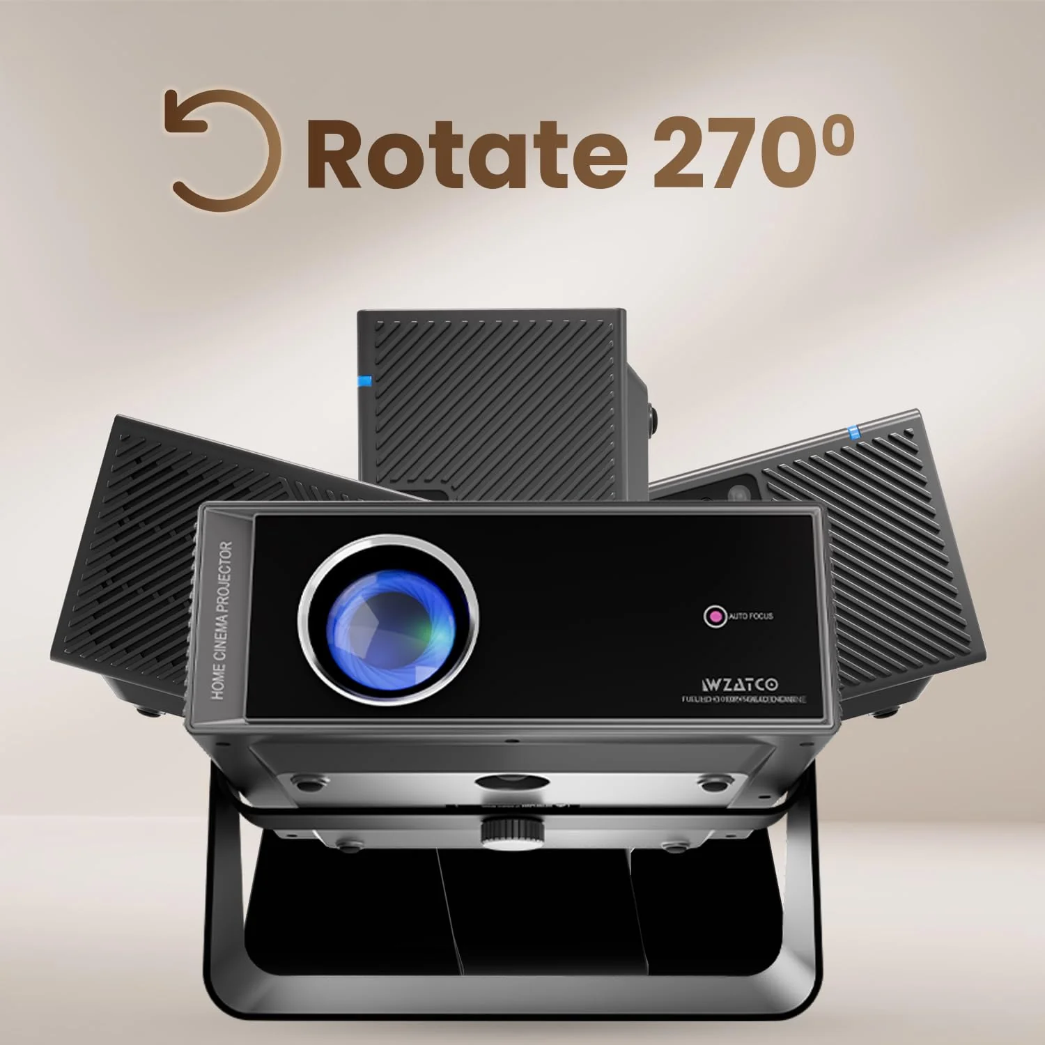 WZATCO Yuva Blaze Plus, Netflix Certified, Smart Home Projector 4k Ultra HD, Native 1080P Fully Automatic, 1000 ANSI, HDMI ARC, WiFi 6 & BT, Screen Mirroring, Portable Room Cinema, 270° Rotate, Grey - Image 8