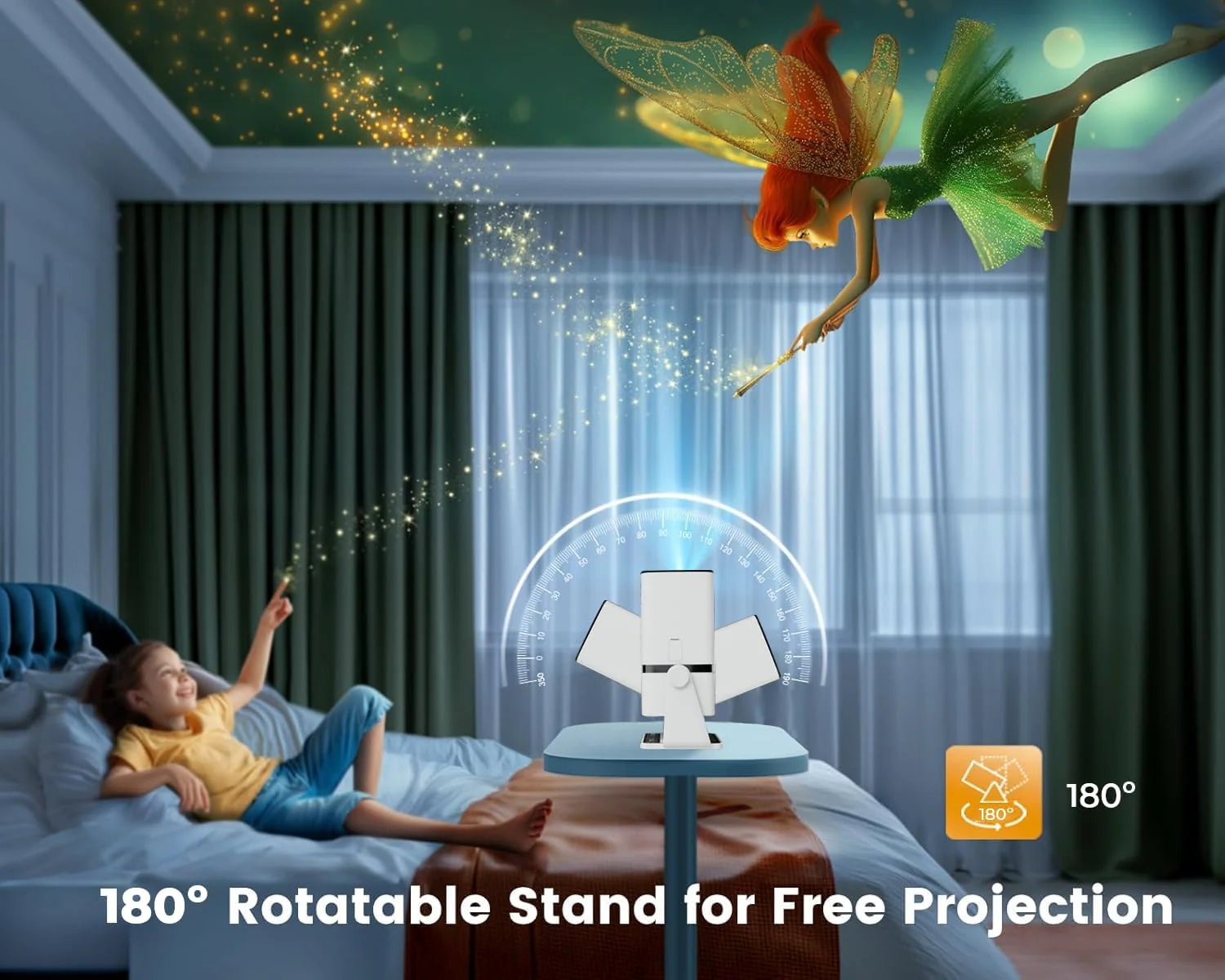WZATCO Yuva Go Android 13.0 Smart Projector, 1080P & 4K Support, Rotatable Design, Auto & 4D Keystone with Netflix, Prime etc, WiFi 6 & BT, Screen Mirroring, ARC, 720P Native, White - Image 2