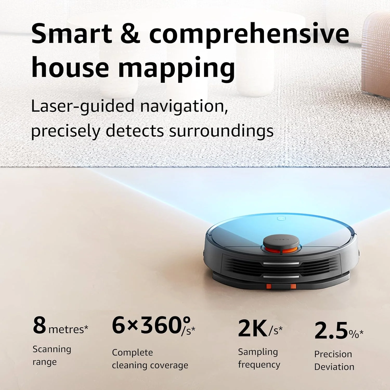 Xiaomi Robot Vacuum Cleaner S10 for Home | 4000 Pa Powerful Suction | Advanced Laser Navigation | Multiple Map Memory | Floor Cleaner Machine for Home | 1 Year Warranty | 2024 New Launch - Image 7