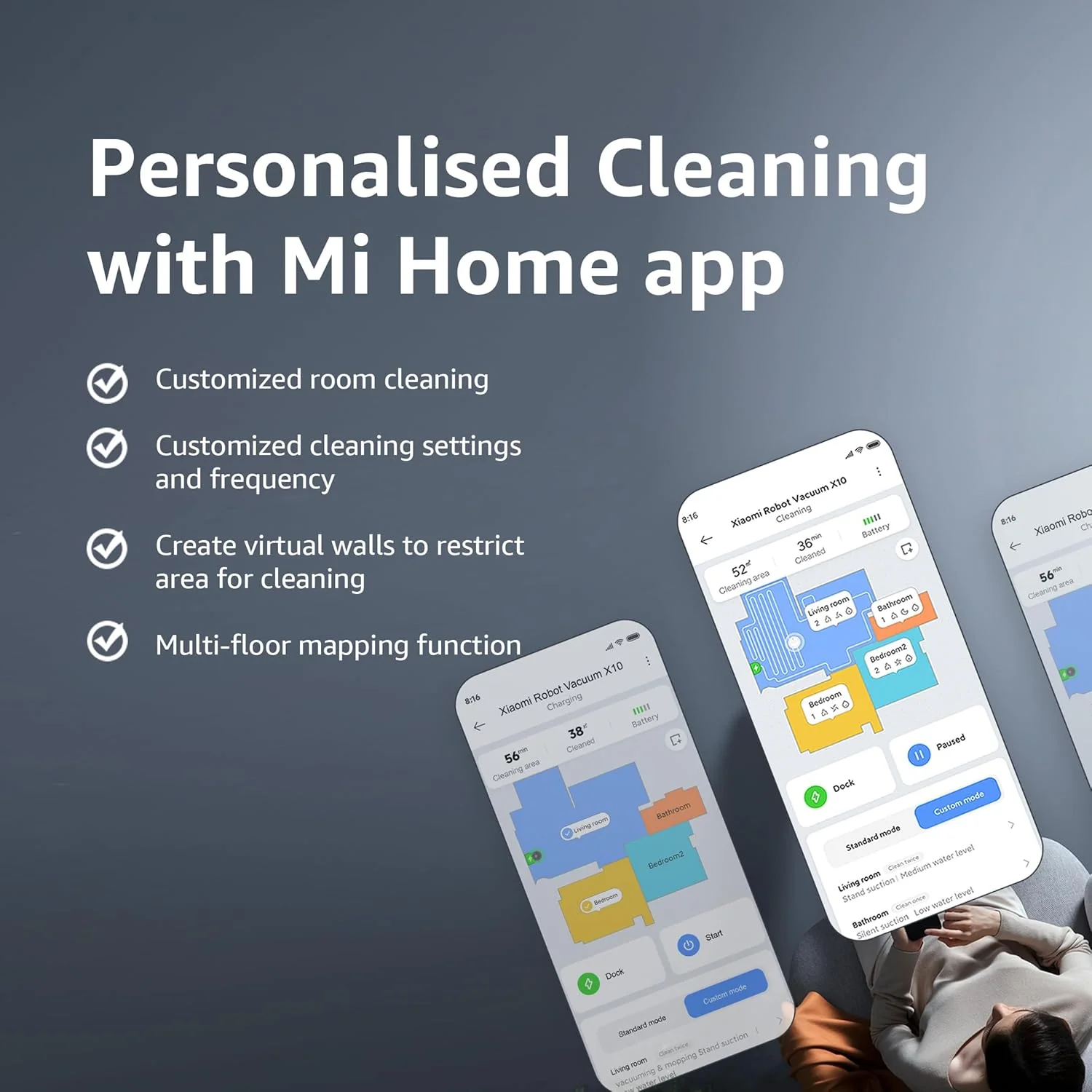 Xiaomi Robot Vacuum Cleaner X10 | Auto Cleaning with 60 Days Hands Free Cleaning | Powerful Suction | Advanced Laser sensors | 240 min Run Time | Vacuum & Mopping - Image 5