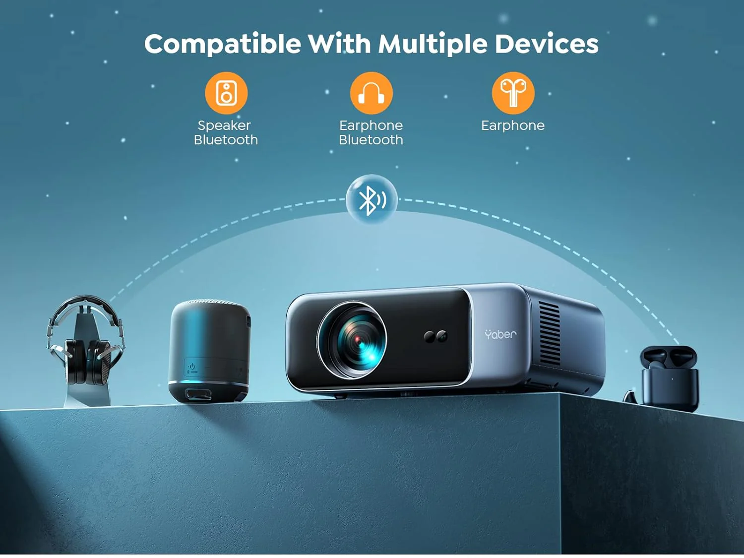YABER PRO V9 WiFi 6 Bluetooth Projector, 500ANSI Lumens 1080P Portable Projector 4K Supported, Zoom Function 300" Display Home Cinema Projector for Smartphone/TV Stick/PPT/PS5 - Image 6