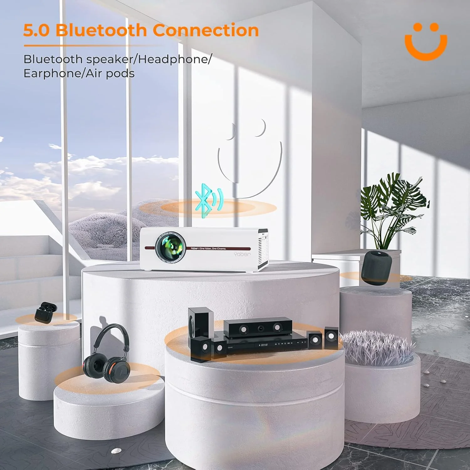YABER V5 2023 Mini Projector with 5G WiFi and Bluetooth 5.1,1080P and 4K Supported, Mini Ourdoor Portable Projector with Tripod and Bag, Compatible with HDMI, USB, VGA, AV (Yaber V5) - Image 4