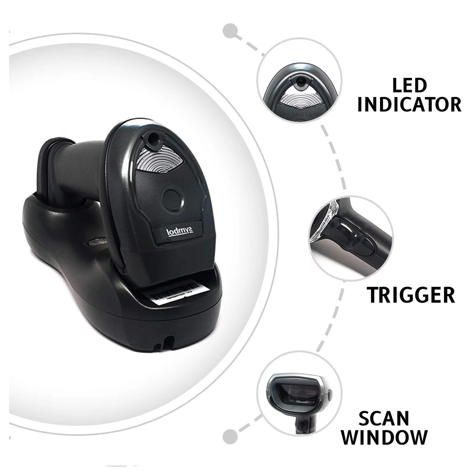 Zebra LI4278 Cordless Handheld 1D Barcode Scanner Bluetooth Black Imager with Cradle and USB Cord Screen Code Reader, Black (LI4278-TRBU0100ZY) - Image 5