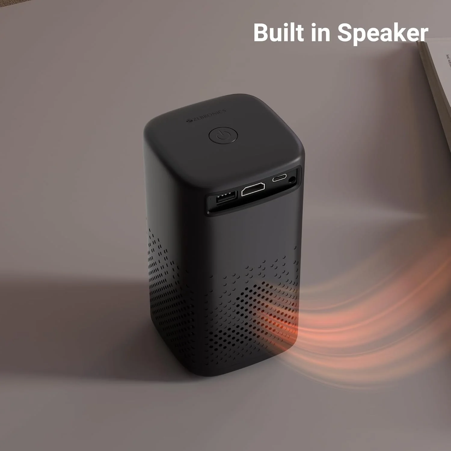 Zebronics Android Portable Smart Projector, 1080p Support, 3600 Lumens, 150" Screen, OTT Apps (Netflix, Prime), Miracast, WiFi, BT, HDMI, Built-in Battery, 2hr Playtime (Pixaplay 74B) (Grey) - Image 6