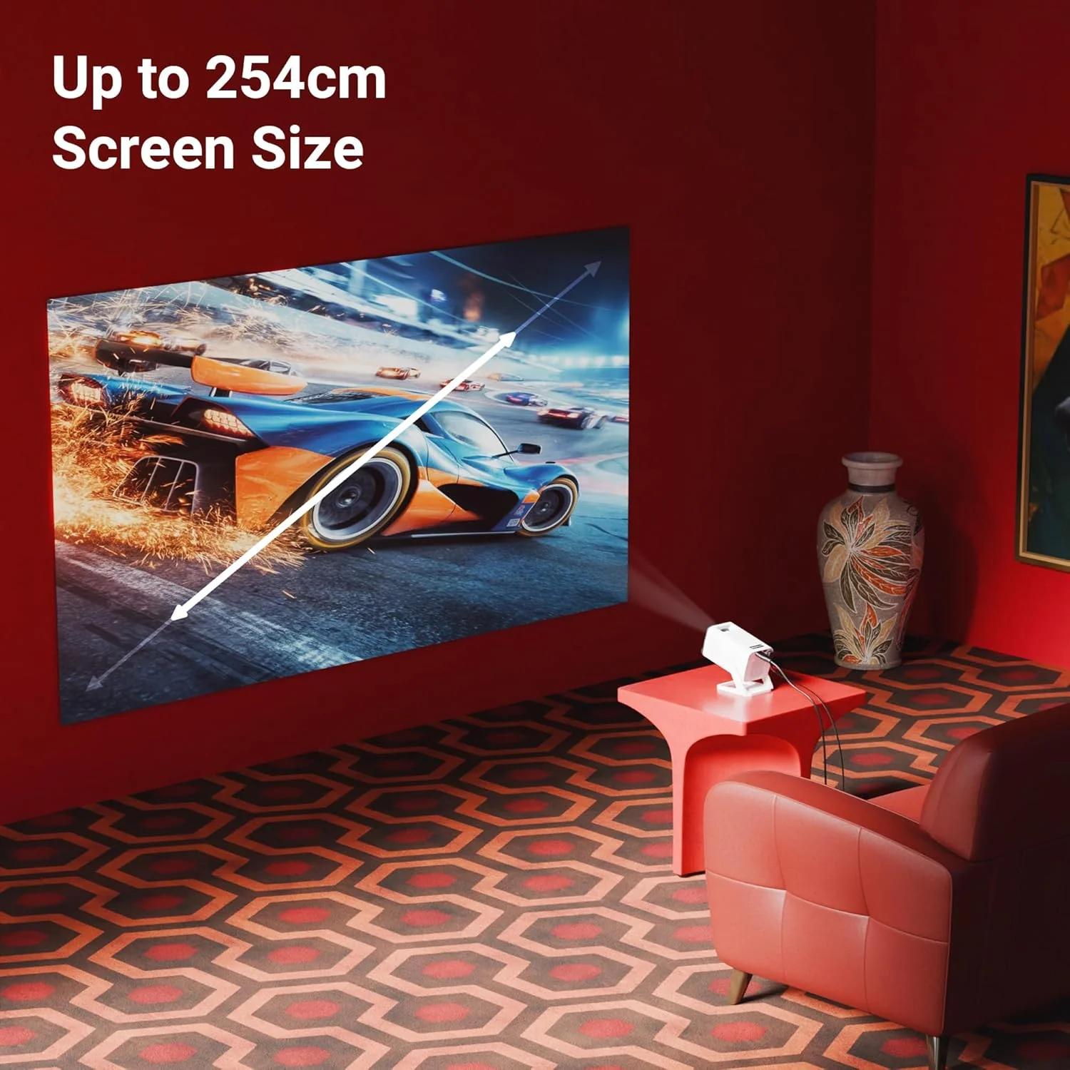 Zebronics Android Smart LED Projector, 4K UHD Support, 4000 Lumens, 100" Screen Size, 240° Tiltable, Auto Keystone, OTT Apps (Netflix, Prime), Miracast, WiFi, BT v5.4, HDMI, USB (Pixaplay 35) - Image 5