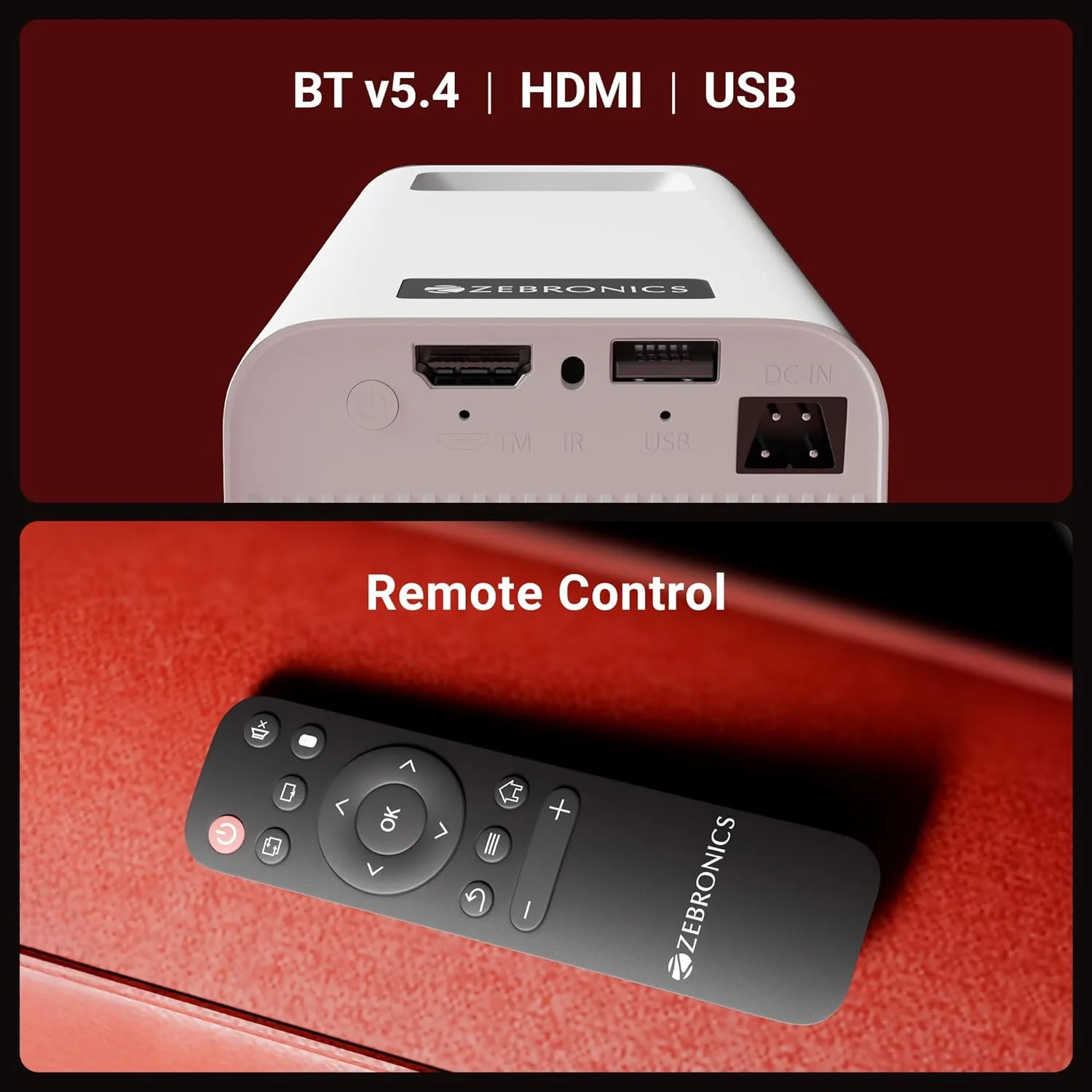 Zebronics Android Smart LED Projector, 4K UHD Support, 4000 Lumens, 100" Screen Size, 240° Tiltable, Auto Keystone, OTT Apps (Netflix, Prime), Miracast, WiFi, BT v5.4, HDMI, USB (Pixaplay 35) - Image 7