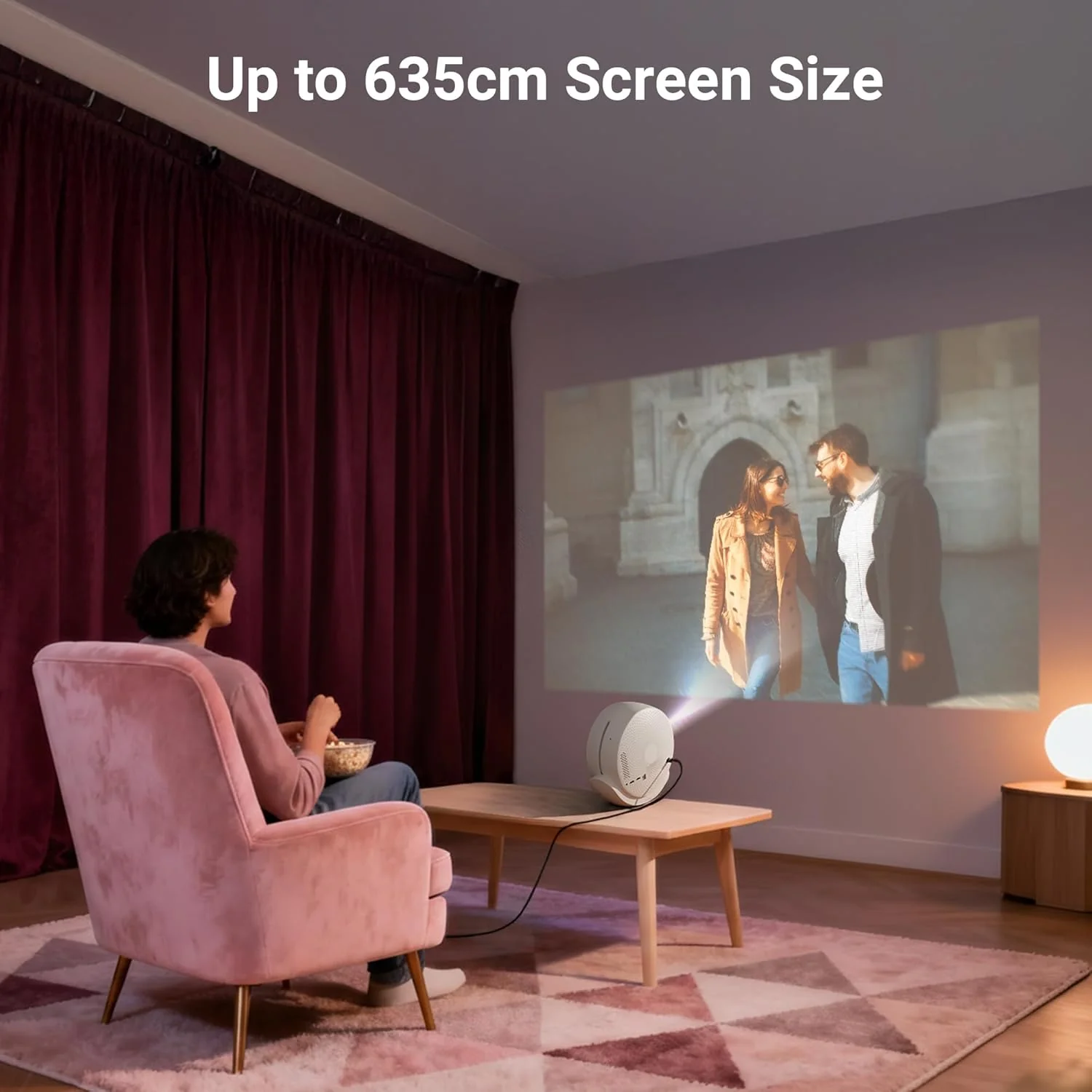 Zebronics Android Smart Projector, 4K UHD Support, 12000 Lumens, 250" Screen, 90° Tiltable, Auto Focus & Keystone, OTT Apps (Netflix, Prime, Hotstar), BT v5.4, HDMI, Miracast, WiFi (PixaPlay 38) - Image 2