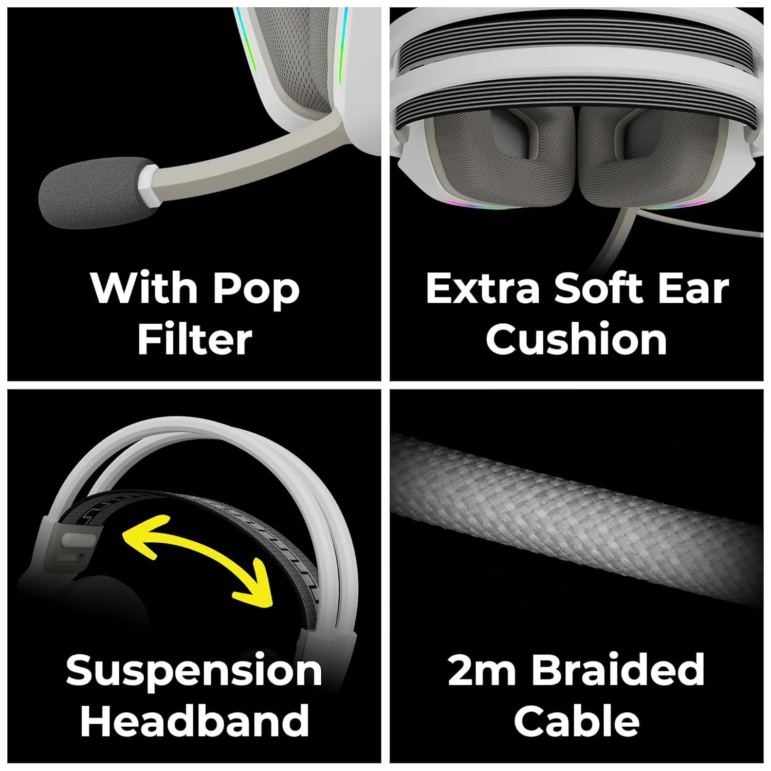 ZEBRONICS Havoc Premium Gaming Headphone with Dolby Atmos Subscription, 50mm Neodymium Drivers, Extra Soft Ear Cushion, Suspension Headband,Braided Cable - Image 5