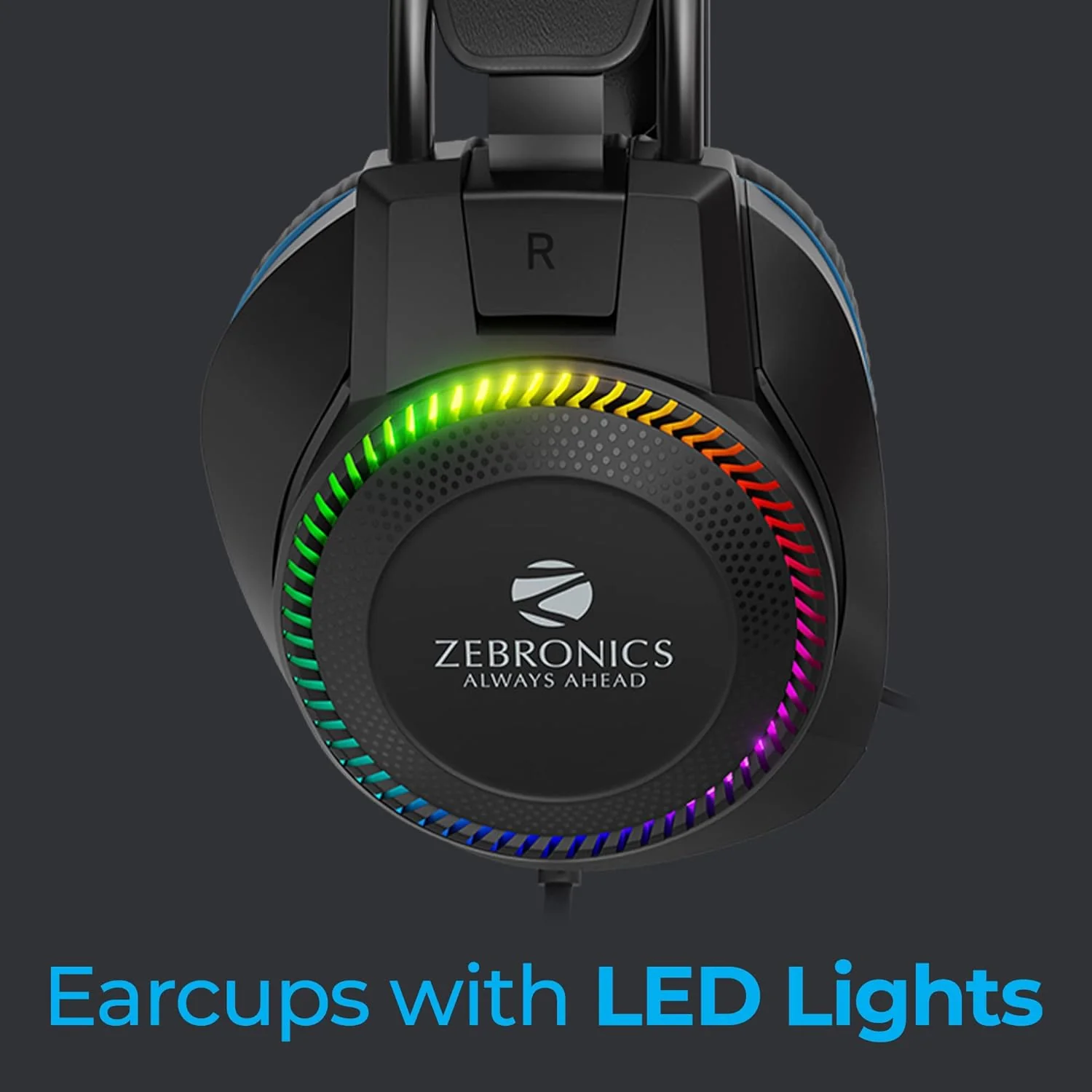 Zebronics Jet PRO Premium Wired Gaming On Ear Headphone with LED for Headband + earcups, 40mm Neodymium Drivers, 2 Meter Braided Cable, with mic, Suspension Design, 3.5mm + USB Connector (Black, Blue) - Image 6