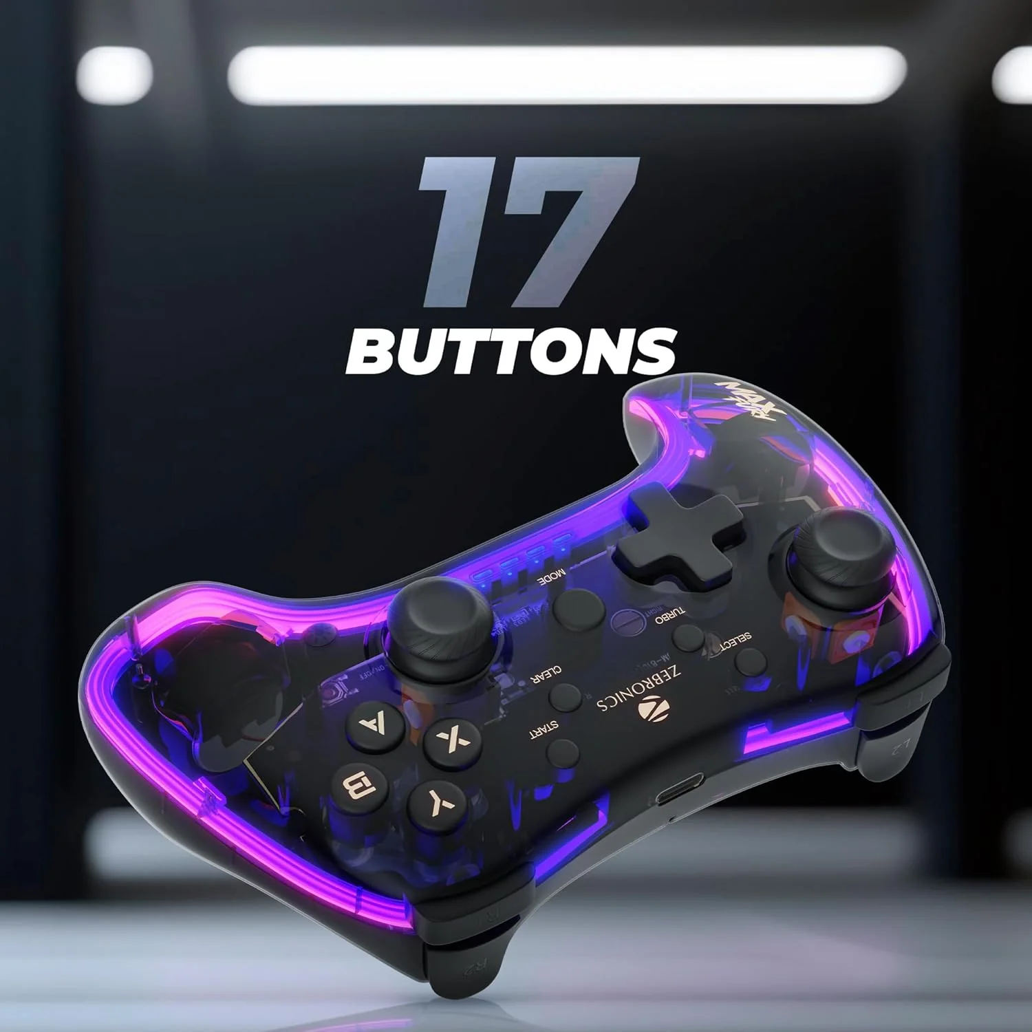 Zebronics MAX FURY Transparent RGB LED Illuminated Wired Gamepad for Windows PC, Android, with Dual analog sticks, Quad front triggers, Dual motors force, Haptic Feedback - Image 6