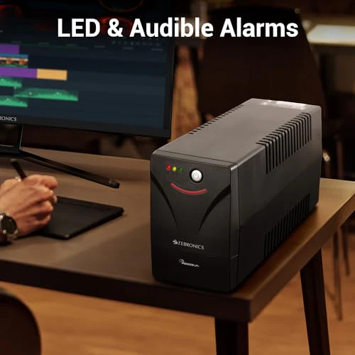 ZEBRONICS MLS755 Line Interactive UPS System, 600VA / 360W, Microcontroller Based, Supports Micro Load, Go to Power Backup & Protection for Home Office, Desktop PC, Routers & Home Electronics, Black - Image 3
